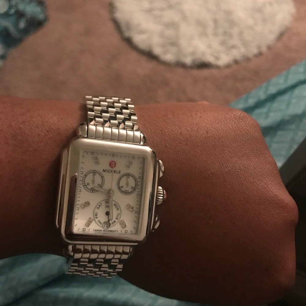 Michele diamond deco watch